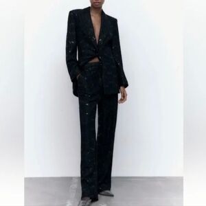 Zara Lace Sequin Detail Pants Size Small
